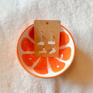 White Stone Earrings Handmade